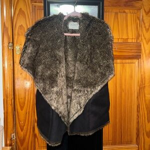 Velvet by Graham & Spencer faux fur and faux Suede Open-front Vest Brown